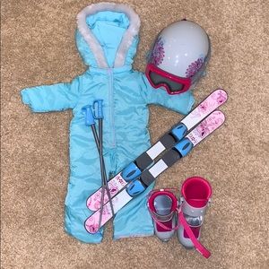 American Girl Doll Snow Suit with Skis